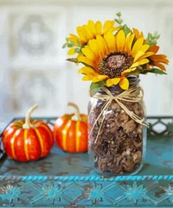 Sunflowers In Glass Jar paint by number