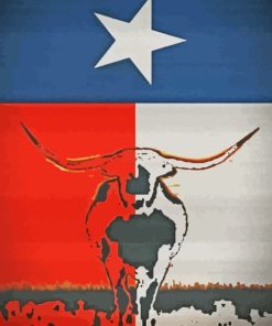 Texas Longhorn Flag Poster paint by number