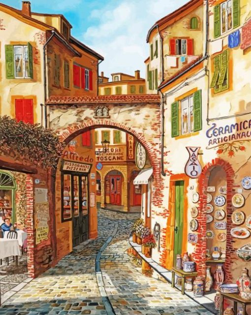 Vintage French Village paint by number