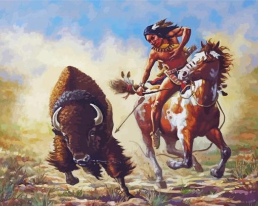 Wild Native American Hunter paint by number
