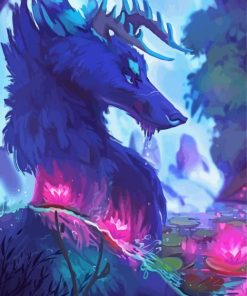 Wolf Dragon In Water paint by number