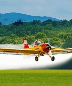 Yellow Agricultural Crop Duster Plane paint by number
