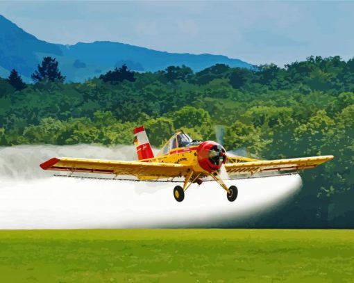 Yellow Agricultural Crop Duster Plane paint by number