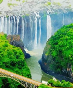 Zimbabwe Waterfalls Landscape paint by number