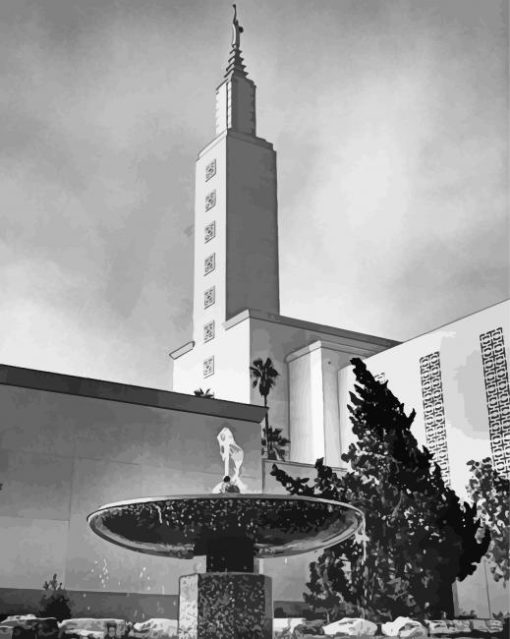Black And White Los Angeles Temple paint by number