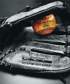 Black And White Softball Mitt paint by number