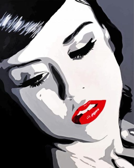 Black And White Pop Art Woman paint by number