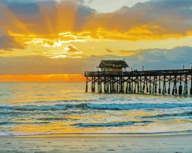 Cocoa Beach At Sunset paint by number