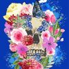 Colorful Bloom Skull paint by number