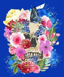 Colorful Bloom Skull paint by number
