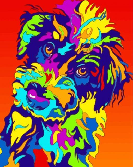 Colorful Schnoodle Dog paint by number