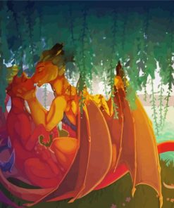 Dragons Lovers Under Willow Tree Art paint by number
