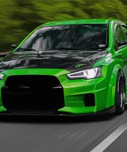 Green Mitsubishi Evo paint by number