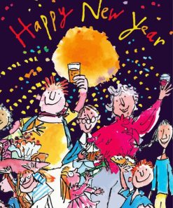 Happy New Year By Quentin Blake paint by number