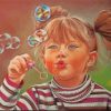 Little Girl Blowing Bubble Art paint by number