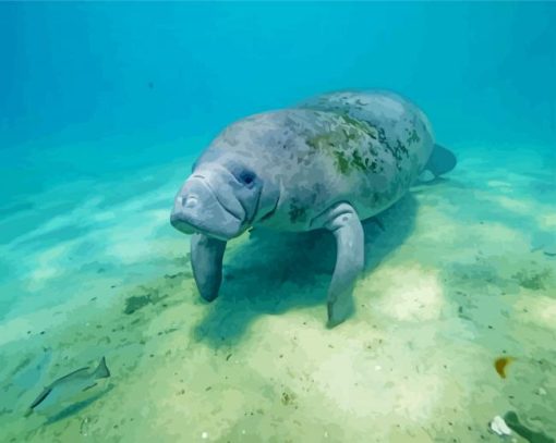 Manatee Animal Underwater Paint by number