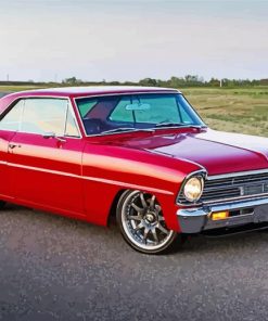 Red Chevy Nova paint by number