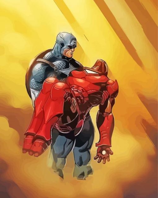 Sad Captain America And Iron Man paint by number