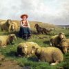 Sheep Farmer Girl Art paint by number
