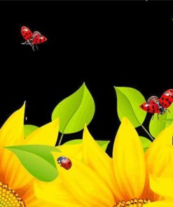 Sunflowers Ladybugs paint by number