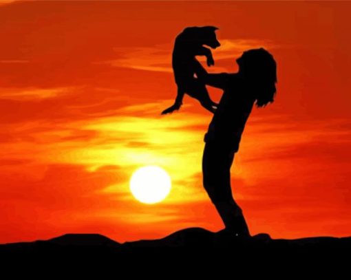 Sunset Dog Love Silhouette paint by number