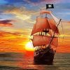 Sunset Pirate Ship Paint by number