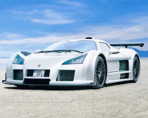 White Gumpert Sport Car paint by number