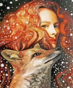 Woman Fox Snow paint by number