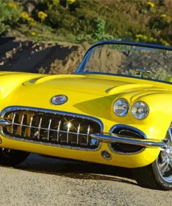 Yellow 58 Chevrolet Corvette paint by number