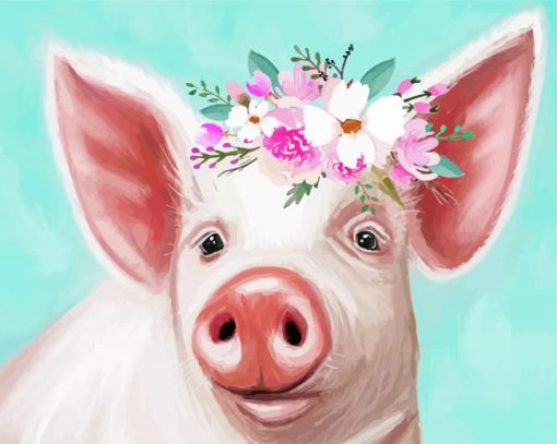 Adorable Floral Pig paint by number