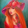 Aesthetic Woman In Pink Hat Art paint by number