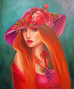 Aesthetic Woman In Pink Hat Art paint by number