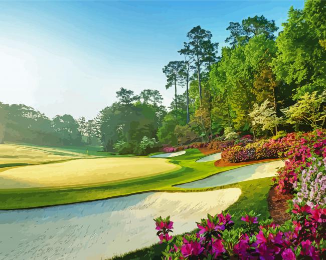 Augusta Golf Course Landscape paint by number