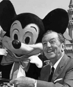 Black And White Walt Disney And Mickey paint by number