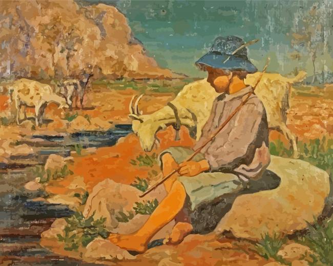 Boy With Goat paint by number