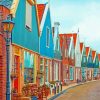Colorful Buildings In Volendam paint by number