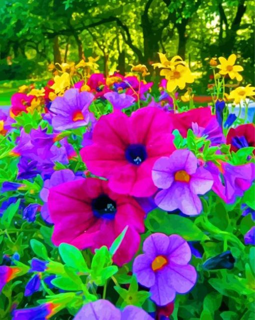 Colorful Flowers Garden paint by number