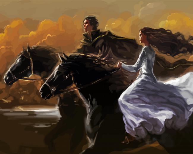 Couple Running With Horse Art paint by number
