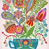 Folk Teacup Flowers paint by number