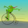 Frog On Bicycle Cartoon paint by number