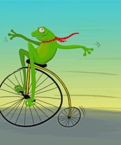 Frog On Bicycle Cartoon paint by number