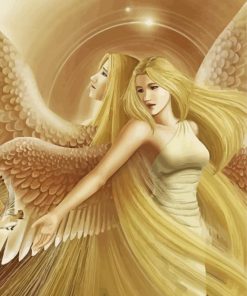 Golden Angel And Bird paint by number