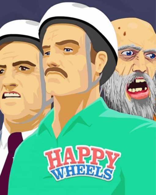 Happy Wheels Video Game Poster paint by number