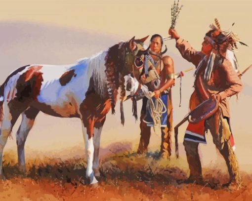 Indians With Horse paint by number