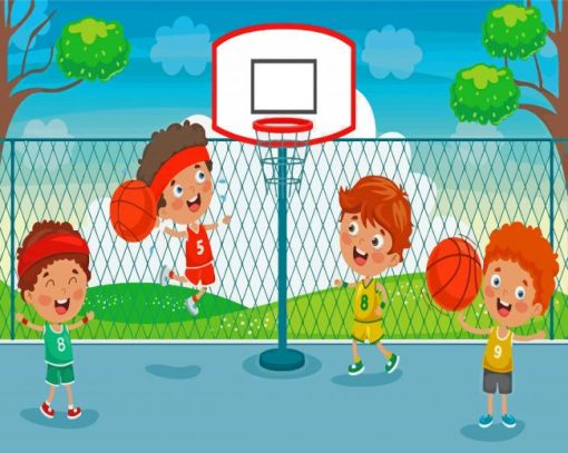 Kids Basketball Cartoon paint by number