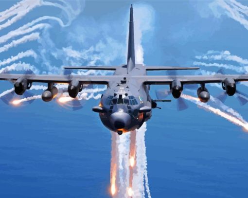Lockheed Ac 130 Plane paint by number
