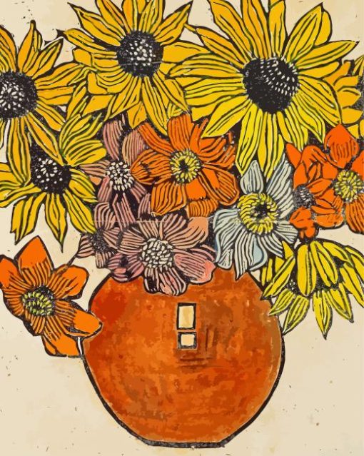 Margaret Preston Dahlia And Sunflower paint by number