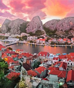 Omis Croatia At Sunset paint by number