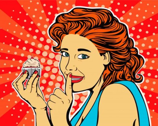 Pop Art Girl And Cake paint by number