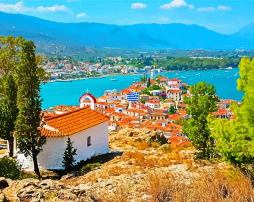 Poros Island Greece paint by number